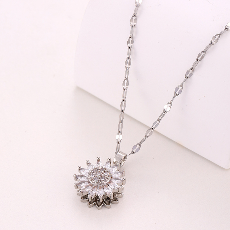 Trendy Rotation Spin Sunflower - Birth Flower Necklace 评论和价格