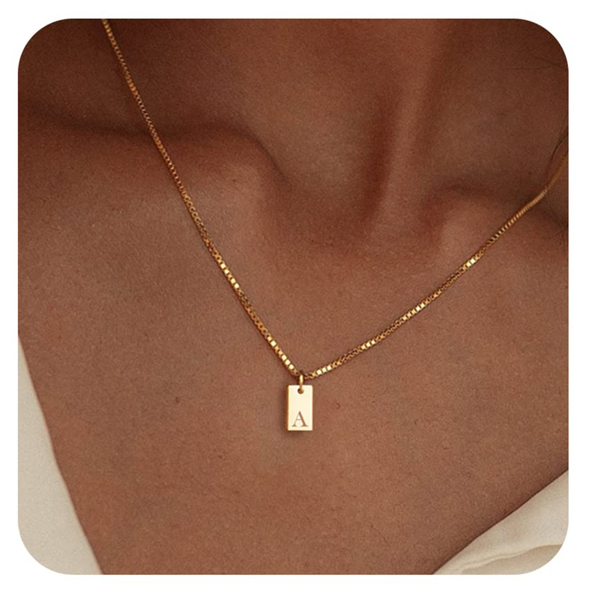 Tiny Square Initial Letter Nec - Birth Flower Necklace 评论和价格