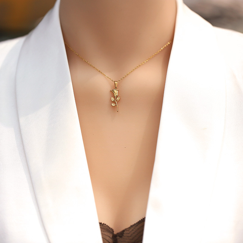 316 Stainless Steel Fashion Ro - Birth Flower Necklace 评论和价格